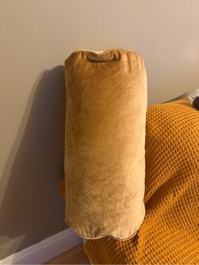 Mainstays Velvet Bolster Pillow in Mustard
